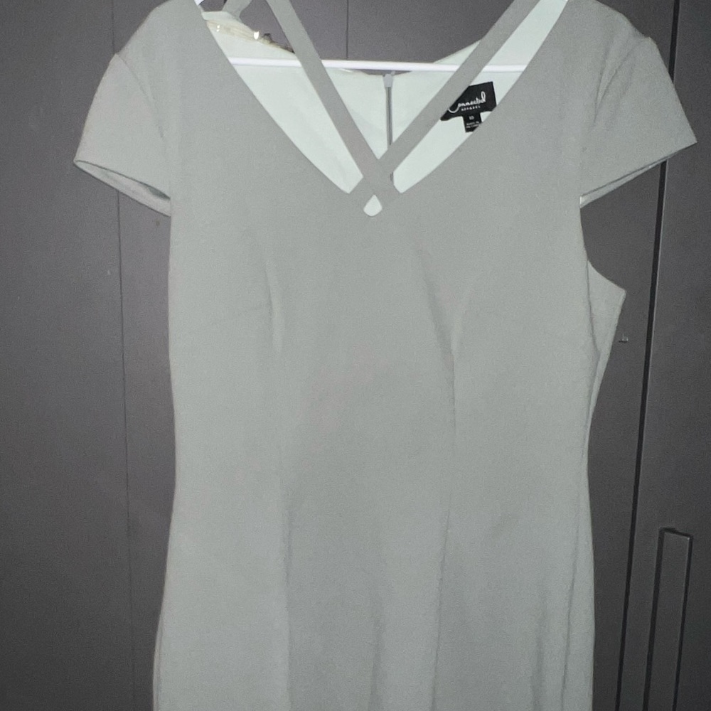 Connect Apparel Gray Midi Dress with Crossneck